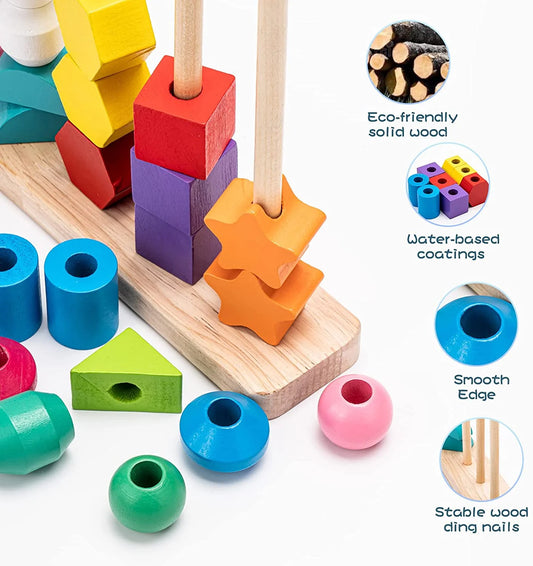 🧩Montessori Toys for 1 Year Old Boys Girls, Shape Sorting and Stacking Toy