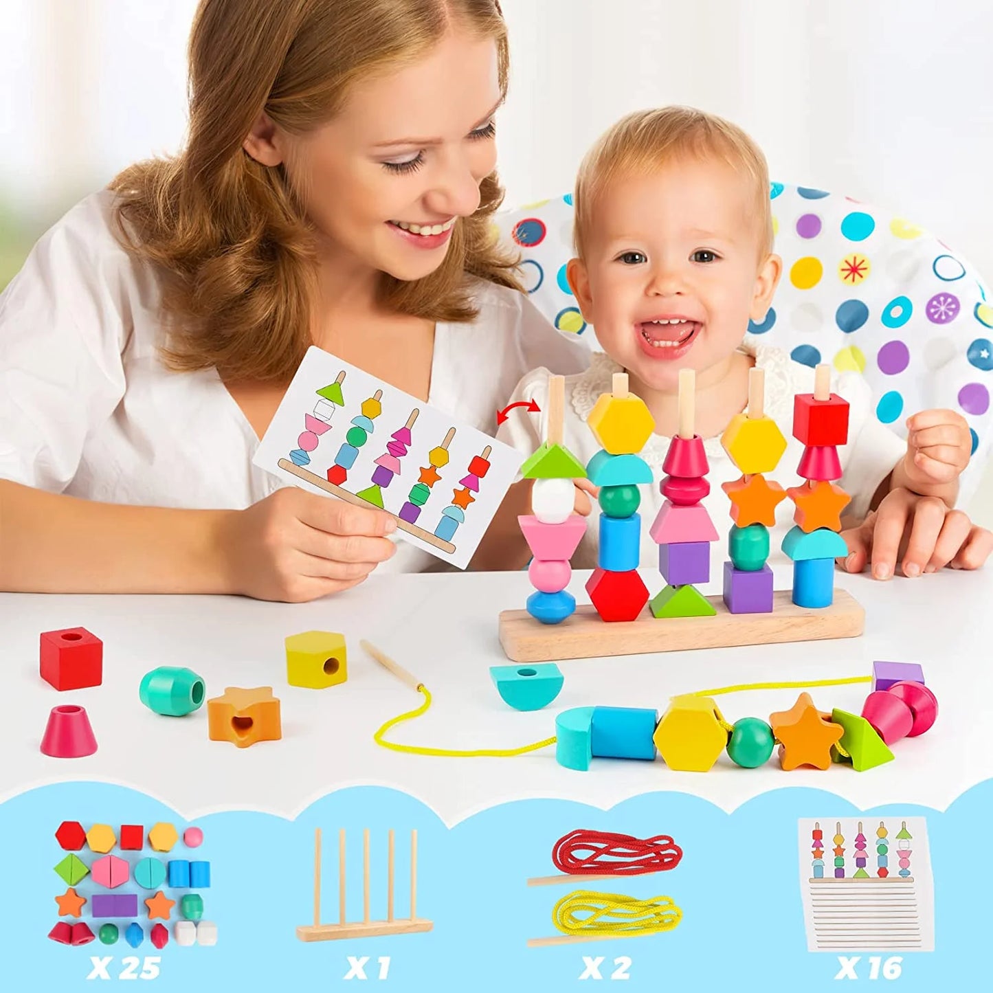 🧩Montessori Toys for 1 Year Old Boys Girls, Shape Sorting and Stacking Toy