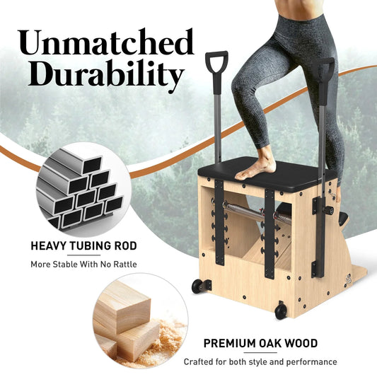 🧘♀️ Syedee Wooden Pilates Reformer & Chair Combo – Studio Performance at Home