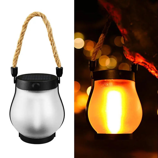 Solar Flame Lantern with Hemp Rope