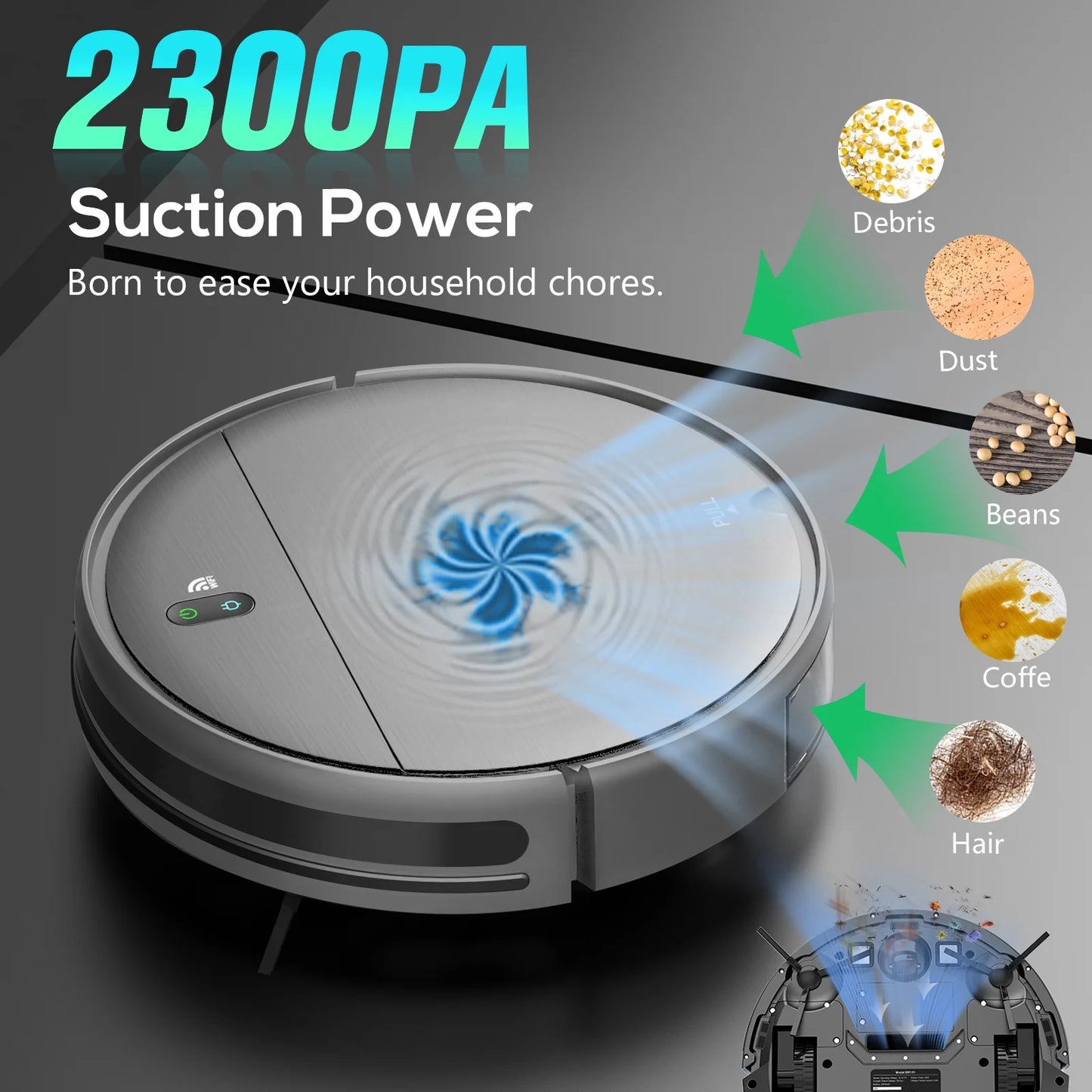 Robot Vacuum Cleaner and Mop Combo with WIFI / Alexa for Pet Hair and Hard Floor