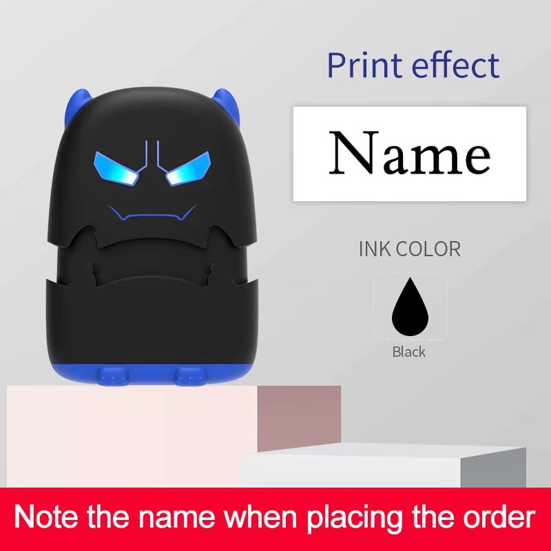 Custom Cartoon Baby Name Stamp Kit - Reusable for Cotton/Modal Clothes & School Bags, Non-Toxic Waterproof Ink Seal