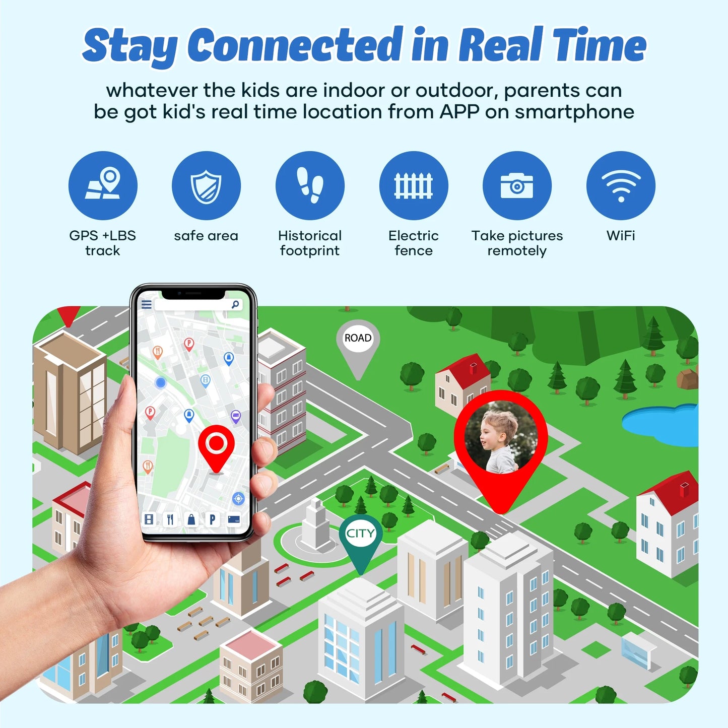 GPS Smartwatch, 4G Kids  with Real-Time Location SOS 2 Way Video Call Voice Chat HD Touch Screen Camera, Wrist Watch for Boys and Girls Age from 3-12, Best Birthday Holiday Gift (Blue)