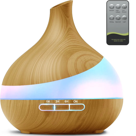 Brown Wood Essential Oil Diffuser with Remote Control 550ml