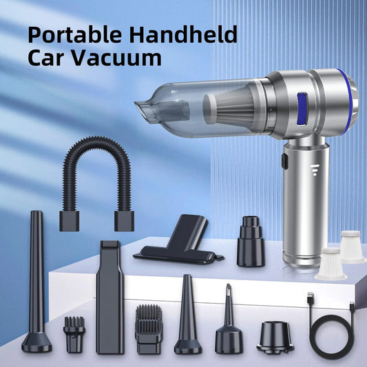 Portable High Power Car Vacuum Cleaner, 22000PA 4 in 1 Compressed Air Duster & Air Blower & Pump Hand Held Vacuum Cordless with Brushless Motor for Cars Home Office