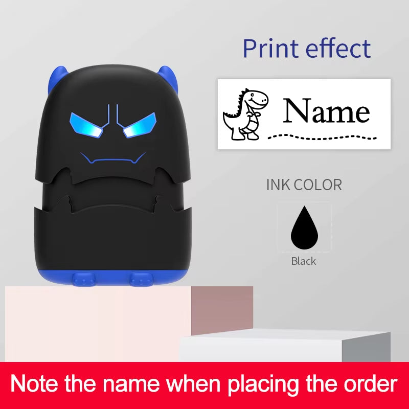 Custom Cartoon Baby Name Stamp Kit - Reusable for Cotton/Modal Clothes & School Bags, Non-Toxic Waterproof Ink Seal