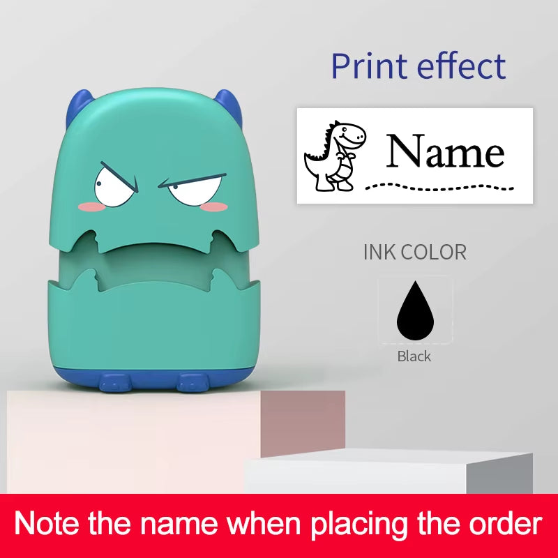 Custom Cartoon Baby Name Stamp Kit - Reusable for Cotton/Modal Clothes & School Bags, Non-Toxic Waterproof Ink Seal