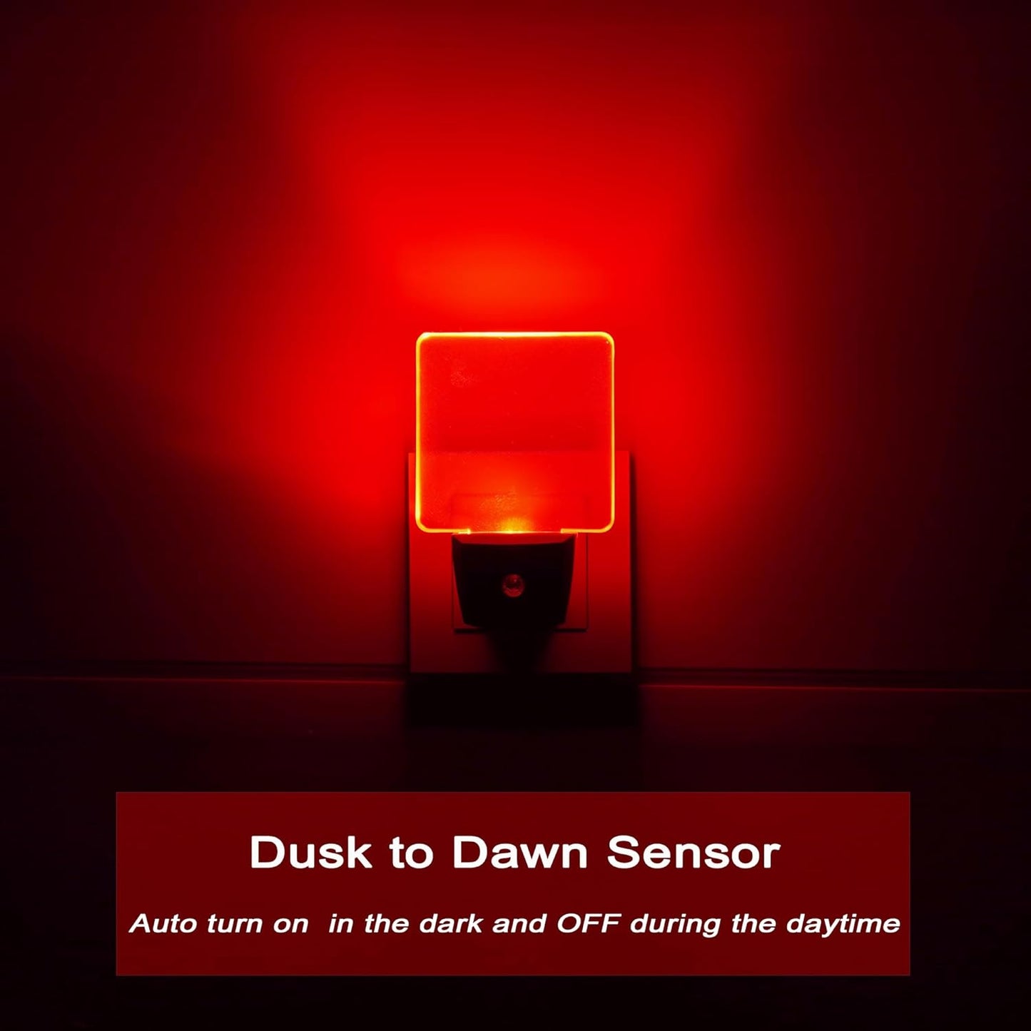 2 Pack 0.5W Plug in RED LED Night , therapeutic Light with Dusk to Dawn Sensor Red