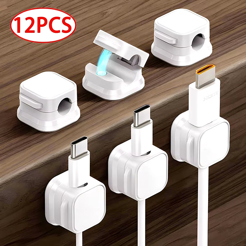 Magnetic Cable Organizer Clip - Adhesive Cable Holder for Desk & Home