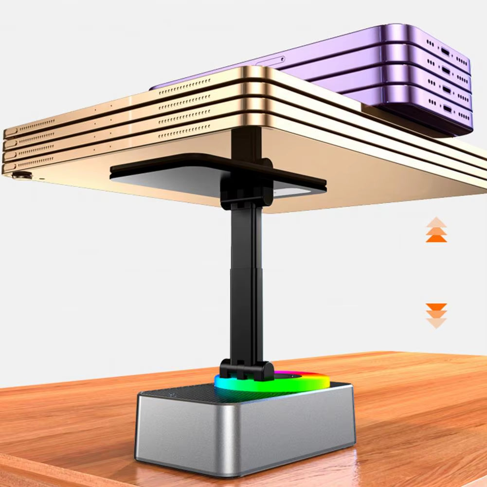 Bluetooth-Compatible Audio Power Phone Holder and Rotating Phone Stand with Wireless Speaker Foldable Adjustable 