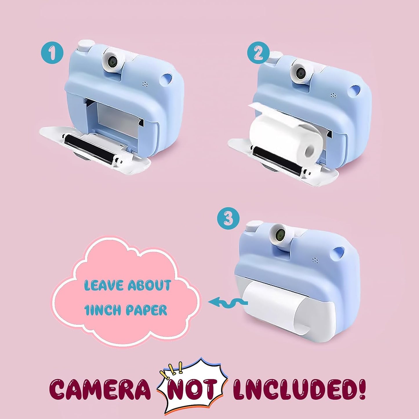 20 Rolls Print Paper for Children Instant Camera Refill Print Pape Kids Digital