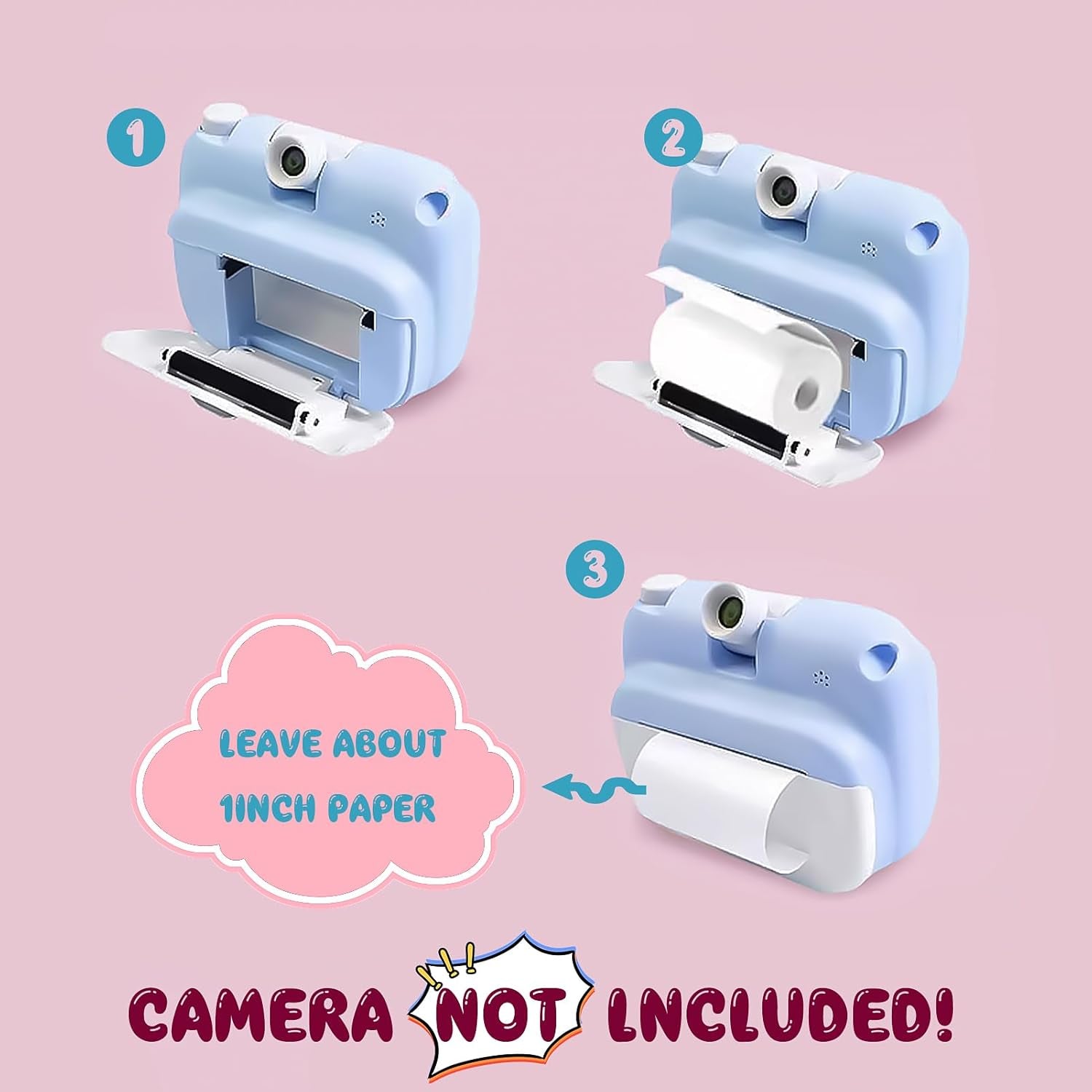 20 Rolls Print Paper for Children Instant Camera Refill Print Pape Kids Digital