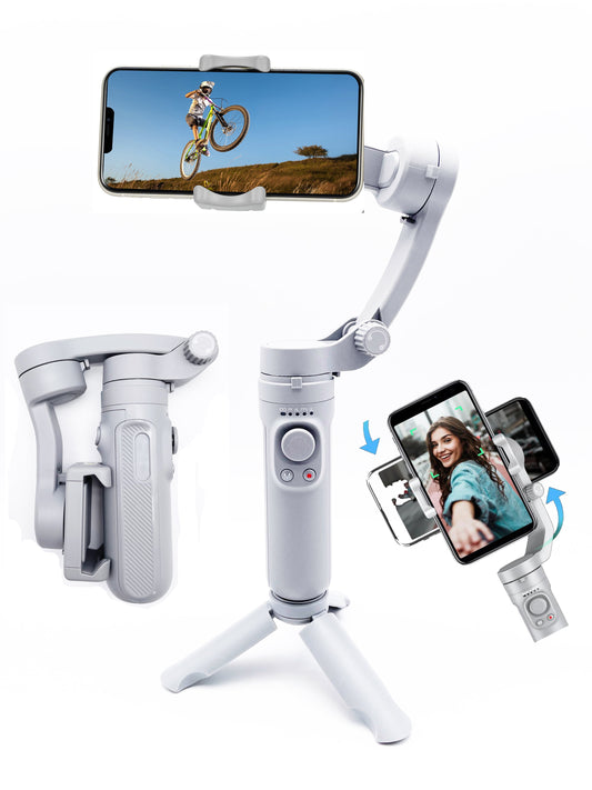 3-Axis Foldable Smartphone Stabilizer Gimbal for Smooth Video and Perfect Selfies, Compatible with iPhone and Android