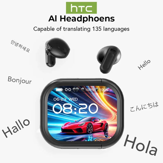 【HTC NE20】auriculares Bluetooth V6.0 con traductor AI, auriculares OWS con pantalla táctil LCD, auriculares inalámbricos deportivos con sonido estéreo HD de larga duración