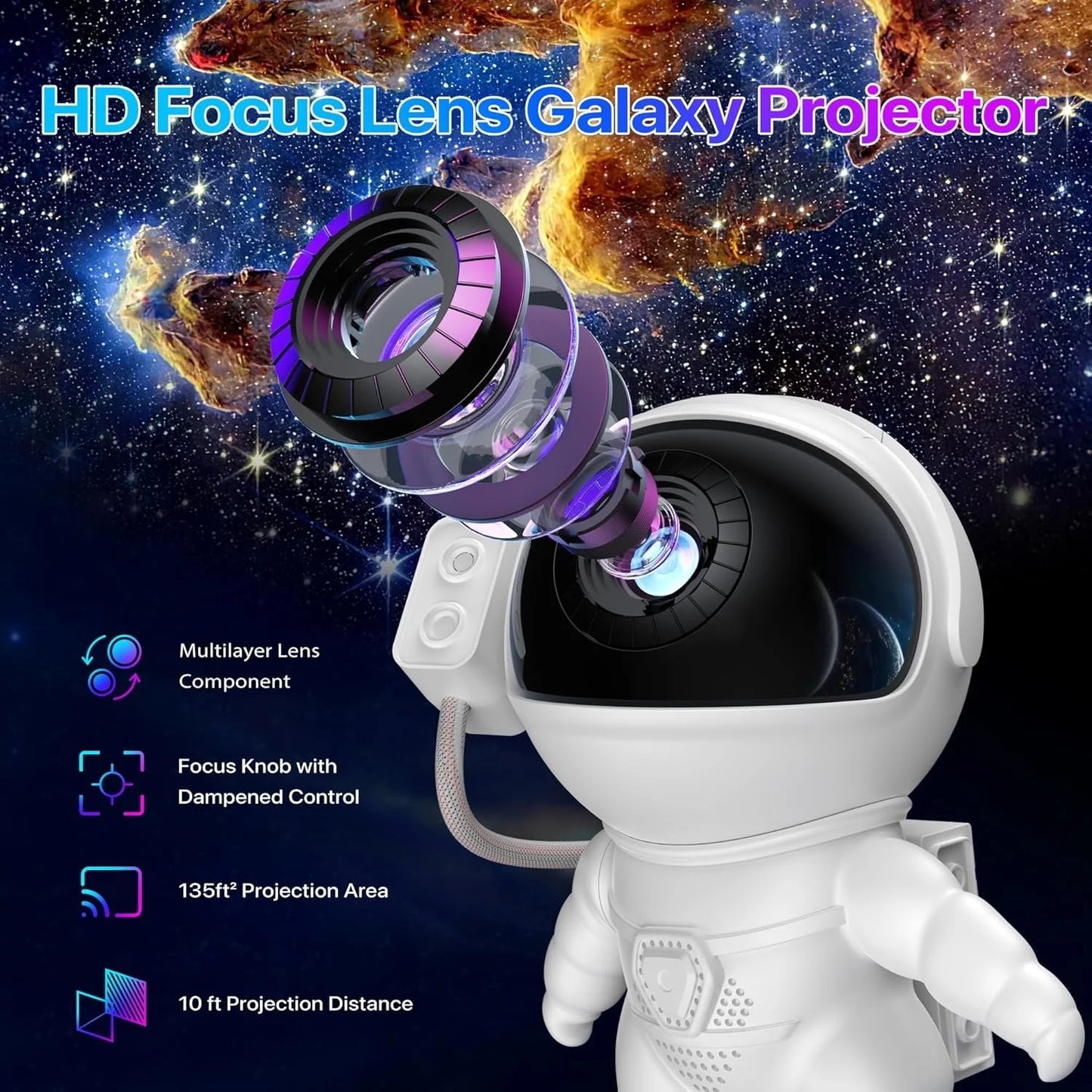 Proyector LED Astronauta Cielo Estrellado - 12 Discos 4K