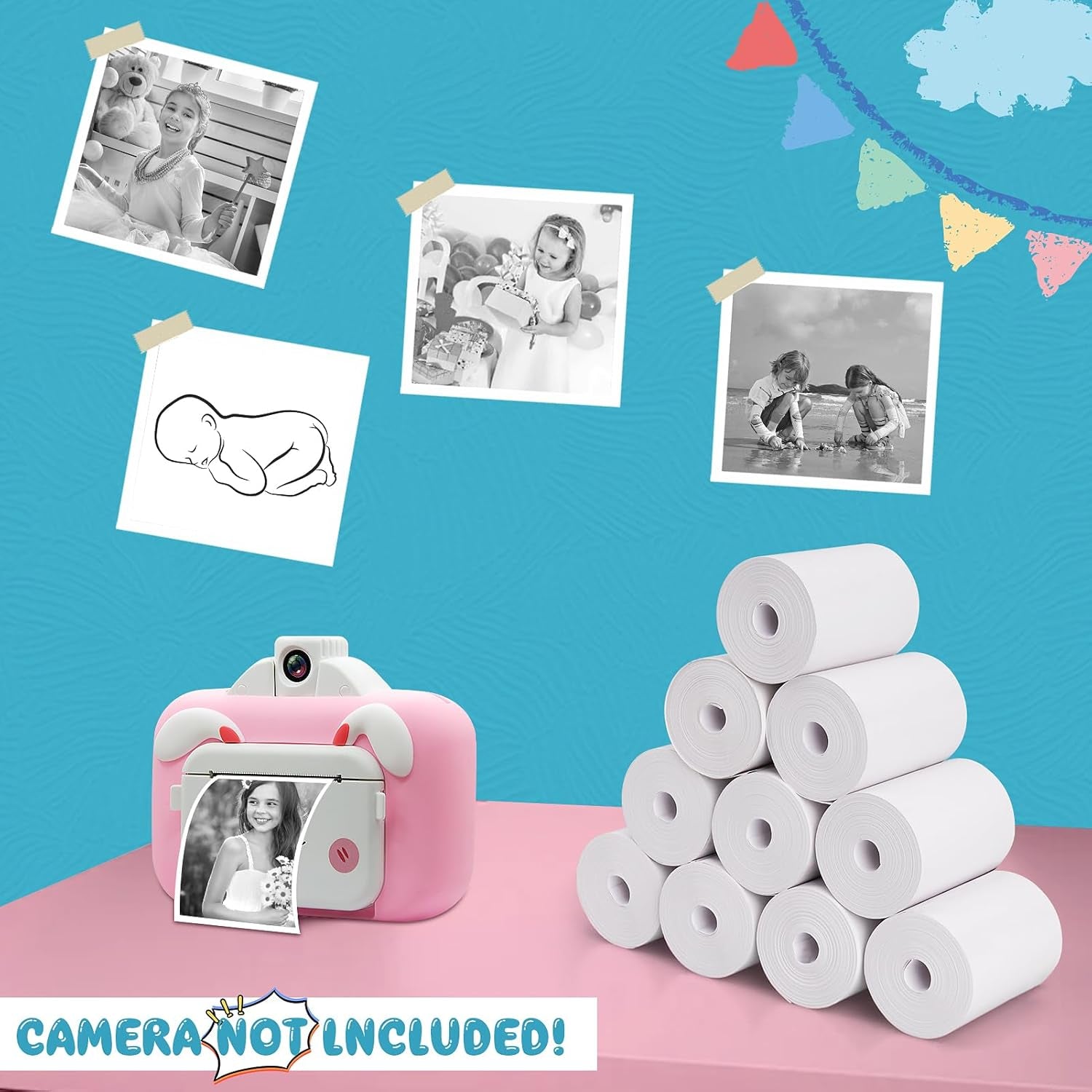 20 Rolls Print Paper for Children Instant Camera Refill Print Pape Kids Digital