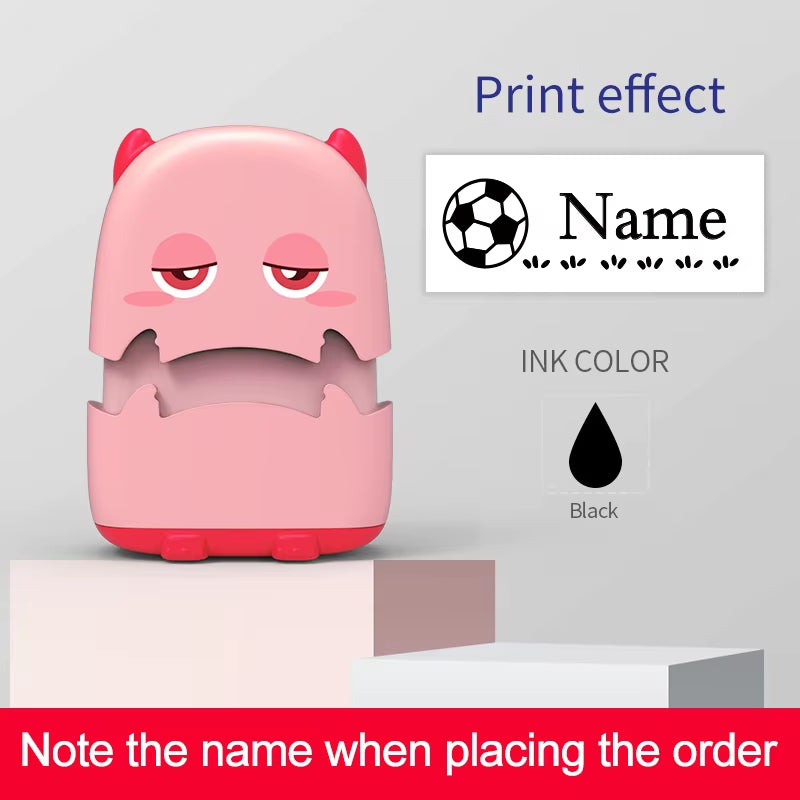 Custom Cartoon Baby Name Stamp Kit - Reusable for Cotton/Modal Clothes & School Bags, Non-Toxic Waterproof Ink Seal