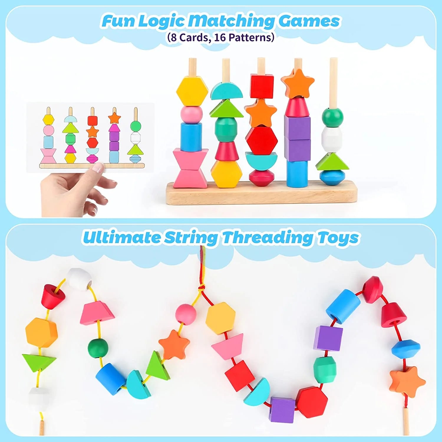 🧩Montessori Toys for 1 Year Old Boys Girls, Shape Sorting and Stacking Toy 