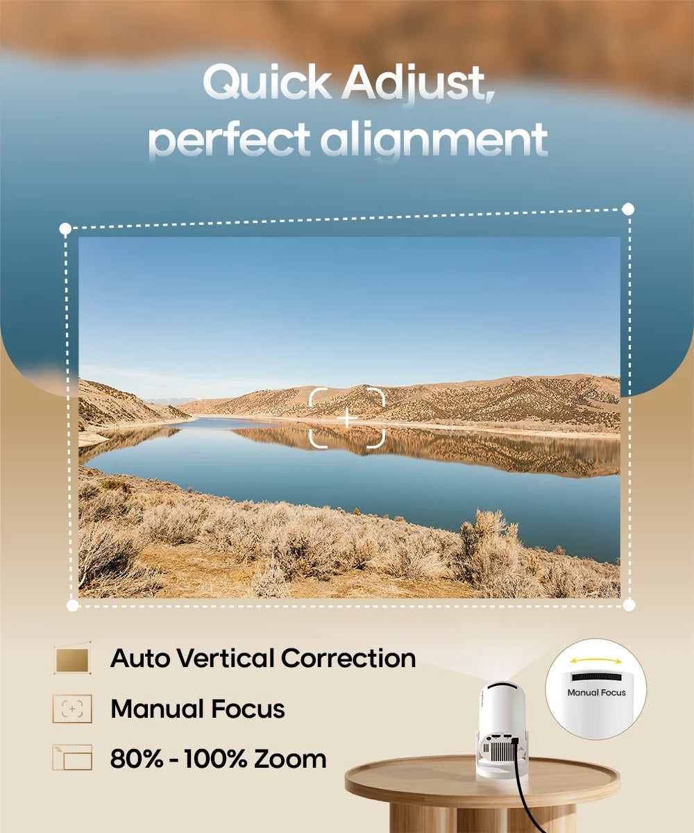 Projector 4K 1080P Support with Wifi 6 and BT 5.4, Portable Mini Projector, Auto Keystone, 180° Rotatable Home Theater, HY300 Pro