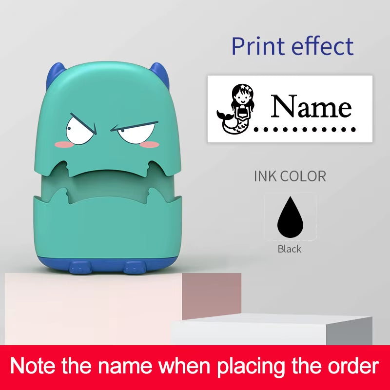 Custom Cartoon Baby Name Stamp Kit - Reusable for Cotton/Modal Clothes & School Bags, Non-Toxic Waterproof Ink Seal