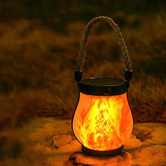 Solar Flame Lantern with Hemp Rope