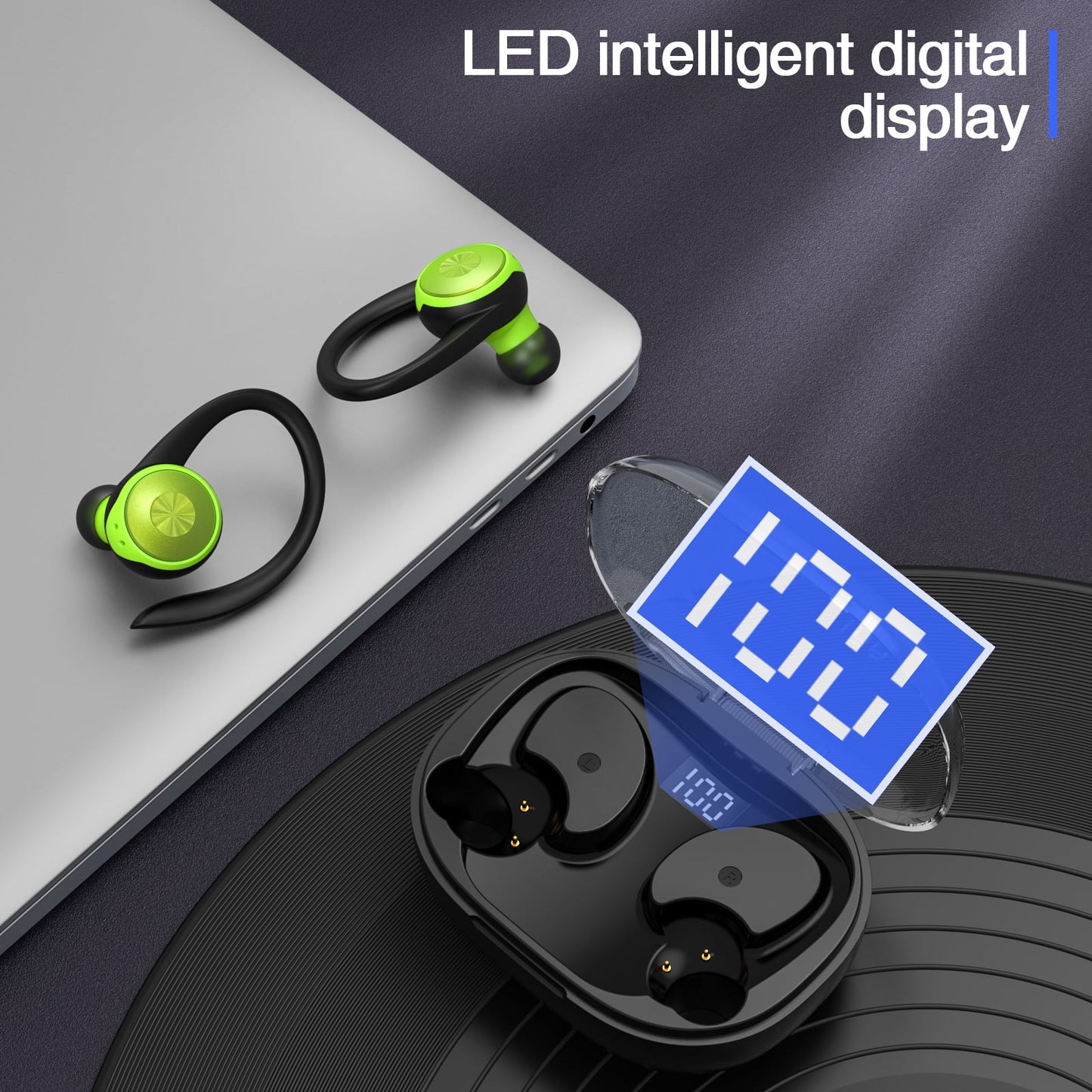 Wireless Earbuds, Bluetooth 5.3 Headphones 48H Playtime with 500Mah Charging Case, Green