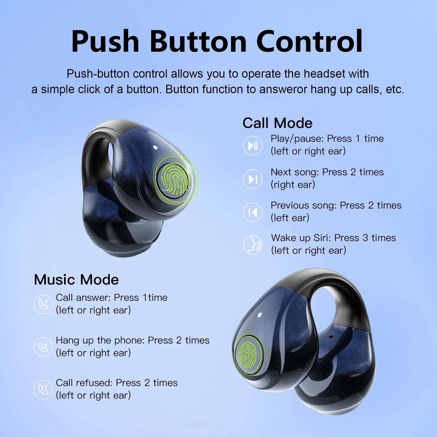 Open-Ear Headphones, Wireless Clip on Earbuds with Digital Display Charging Case 68 Hours Playtime, Lightweight Comfort, Stable Fit, Open-Ear Safety Design for Active and Office Use