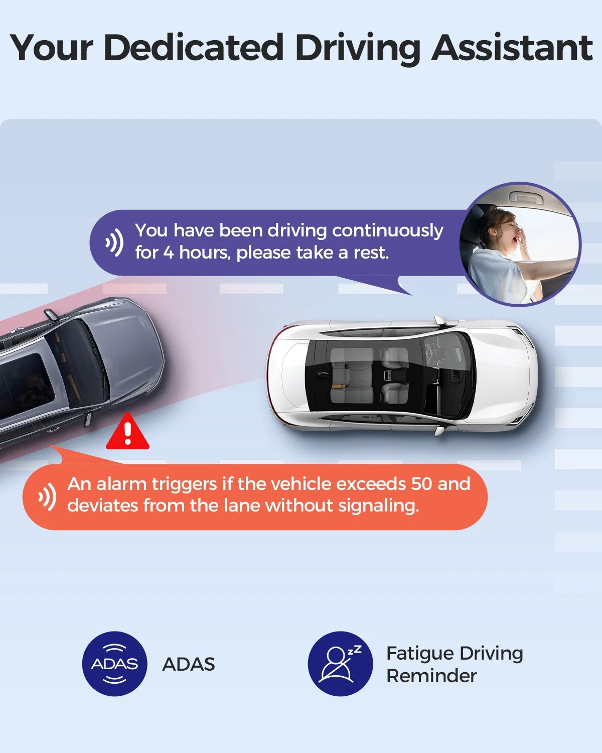 4K +1080P Dash Cam Front and Rear for cars, With Built-In Wifi G-Sensor, ADAS, App Control, 24H Parking Mode, Waterproof Backup Camera, 64GB Card Included