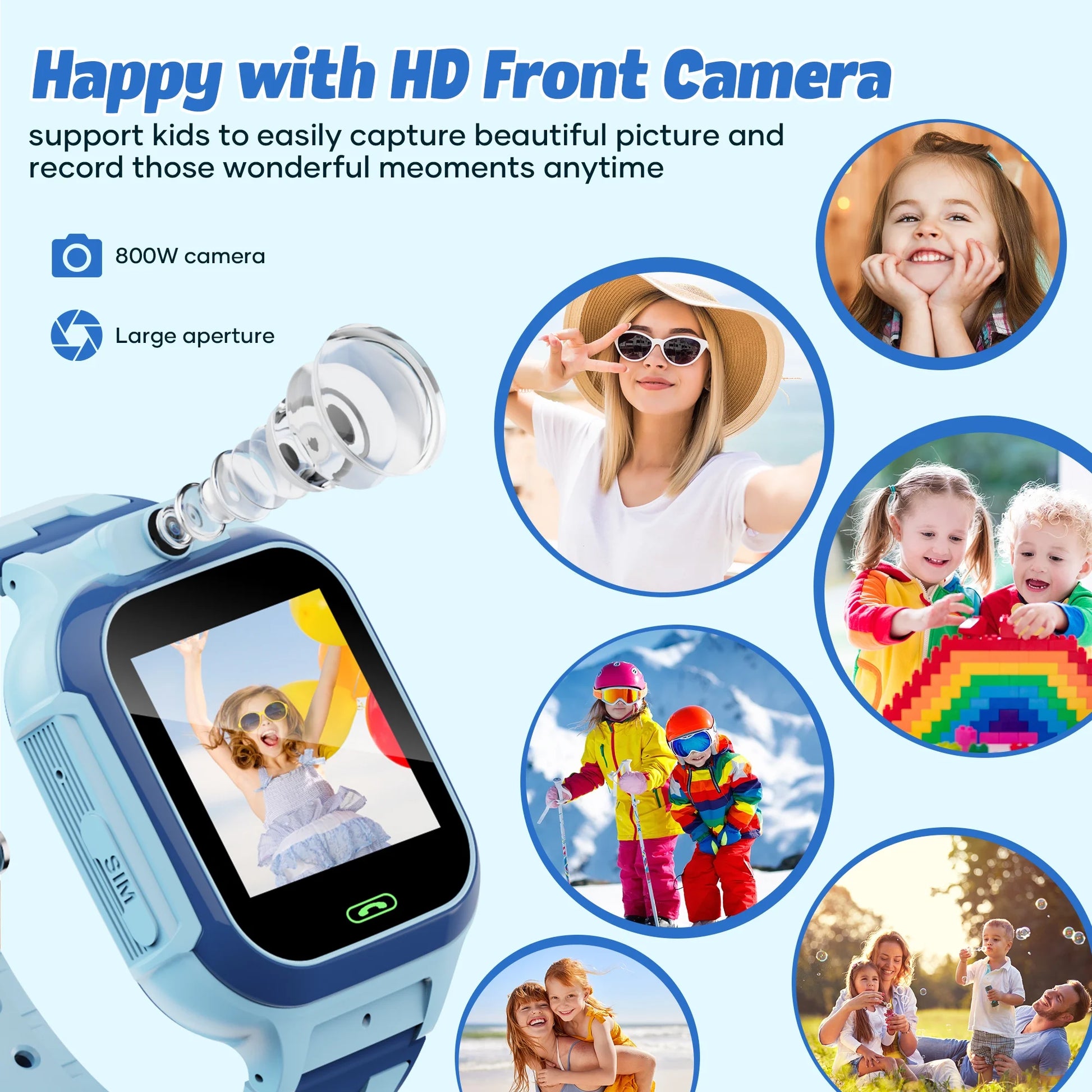 GPS Smartwatch, 4G Kids  with Real-Time Location SOS 2 Way Video Call Voice Chat HD Touch Screen Camera, Wrist Watch for Boys and Girls Age from 3-12, Best Birthday Holiday Gift (Blue)