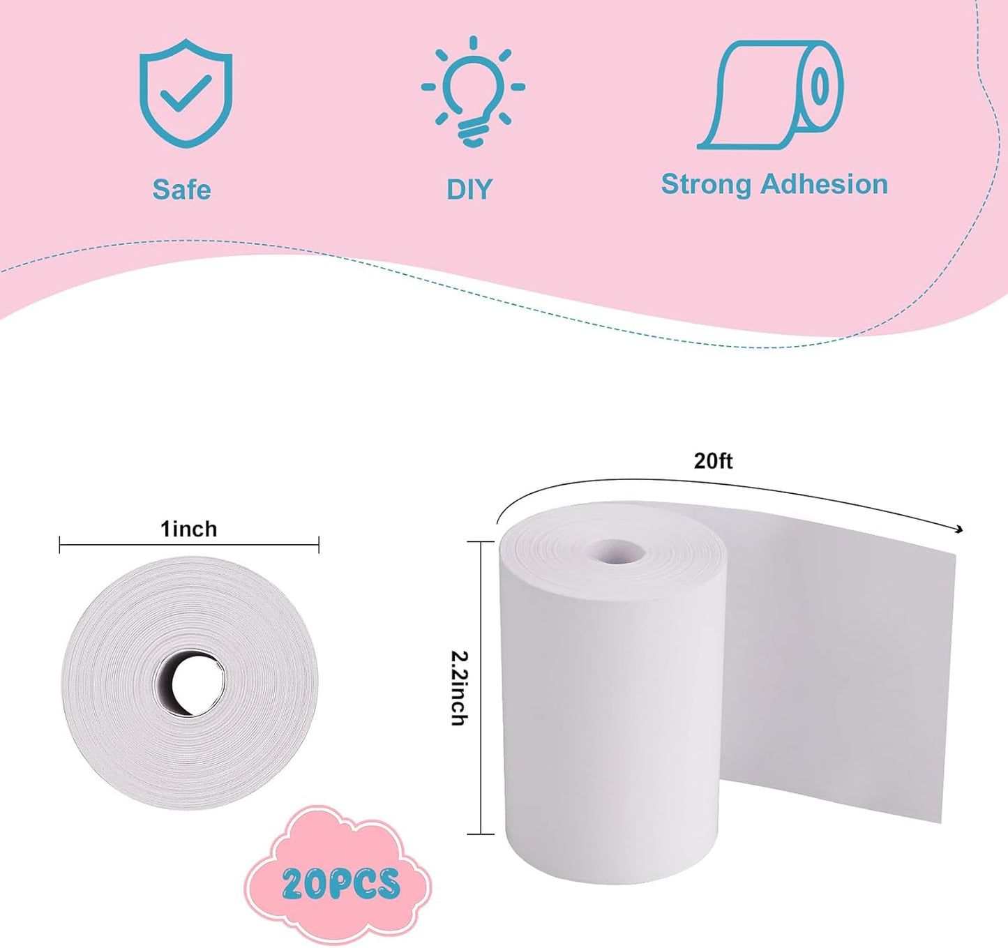 20 Rolls Print Paper for Children Instant Camera Refill Print Pape Kids Digital