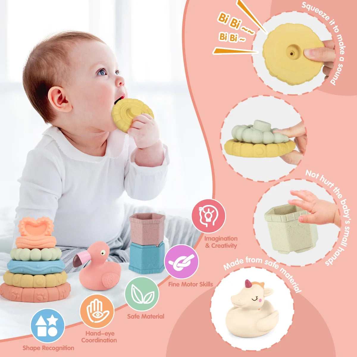 🧩 5-in-1 Montessori Baby Toy Set – Fun, Learning & Development in One!