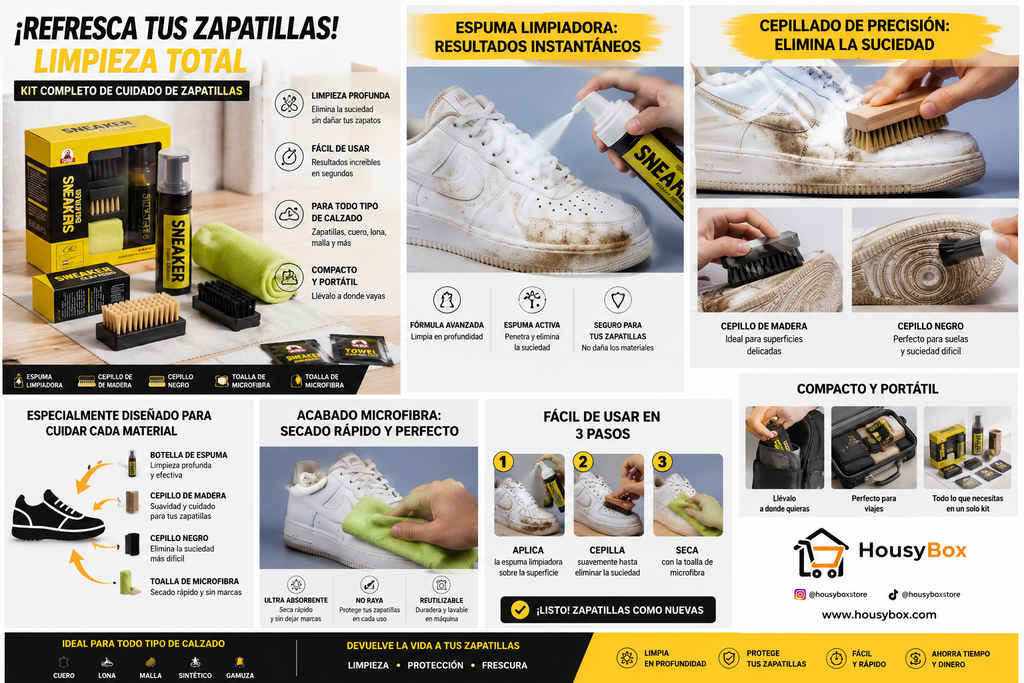Kit de limpieza para zapatillas - Elimina manchas fácilmente | HousyBox