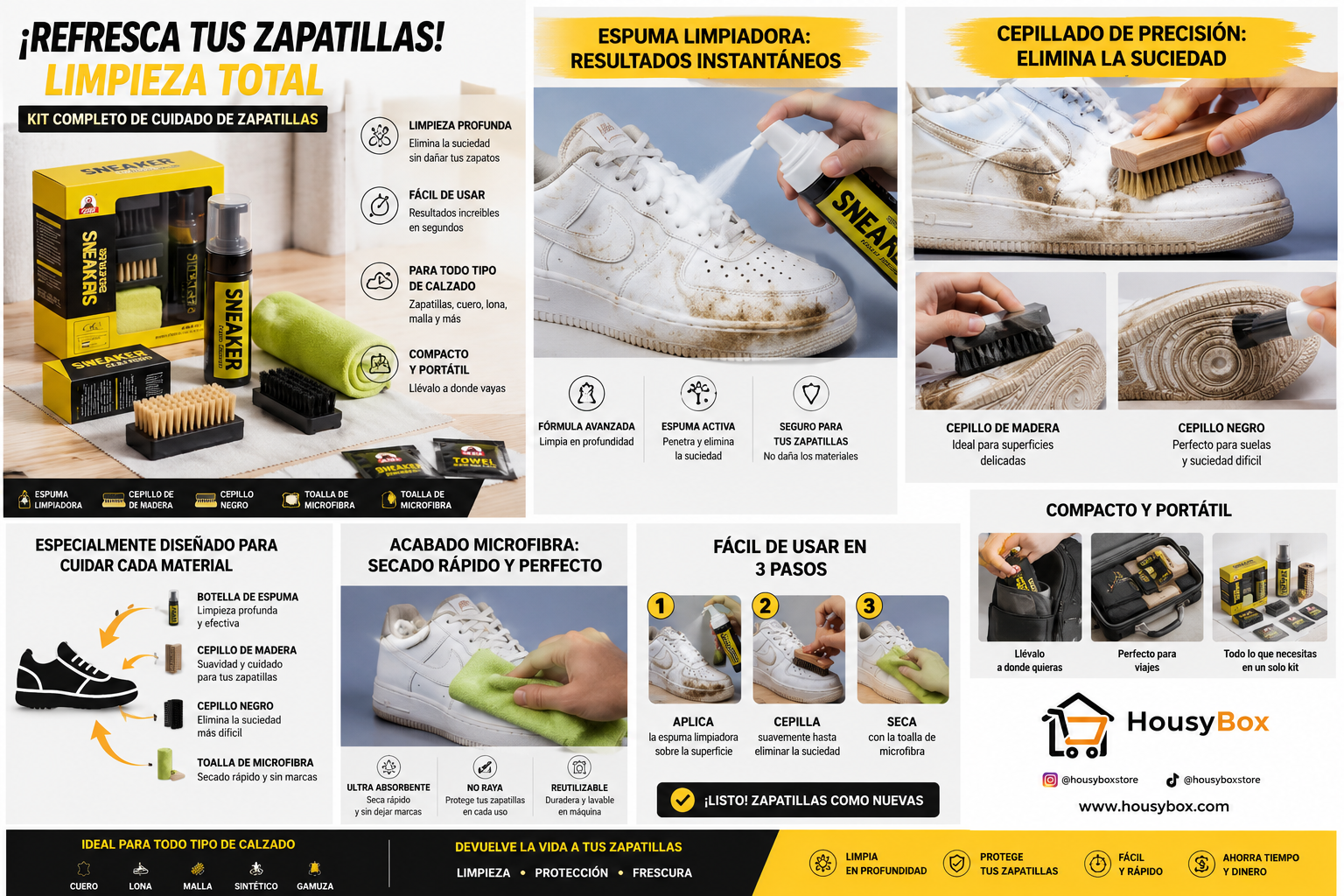 Kit de limpieza para zapatillas - Elimina manchas fácilmente | HousyBox