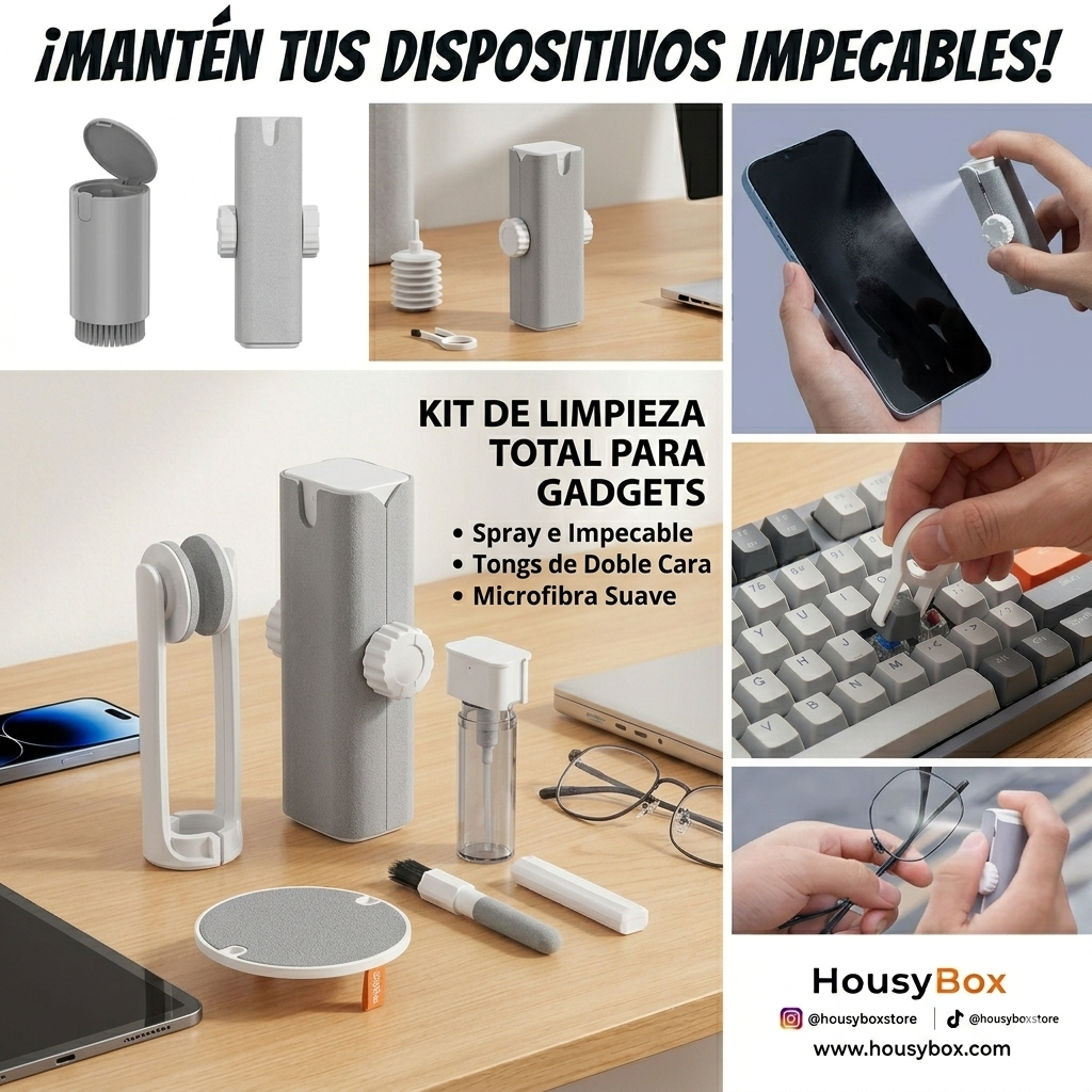 Kit de limpieza para gafas y móvil - Paño microfibra y spray | HousyBox